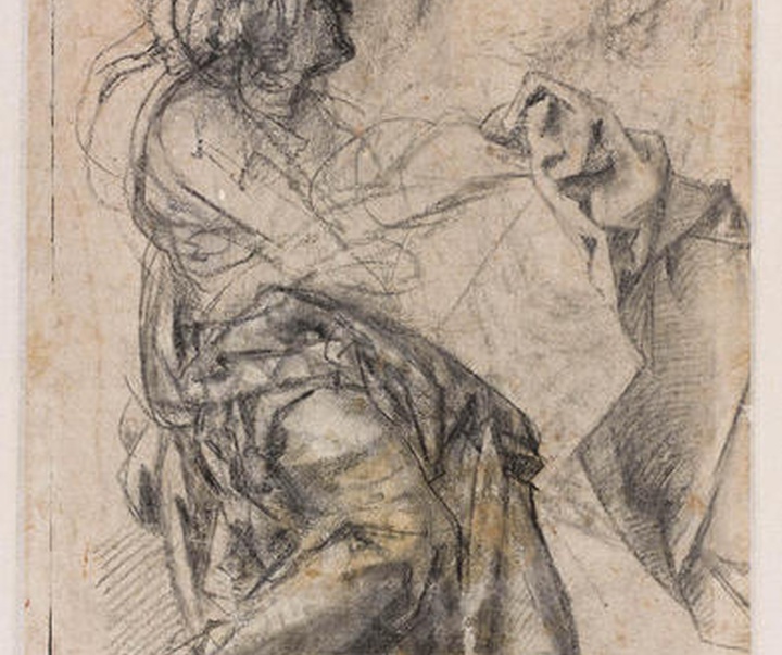 femme assise et etude de draperie