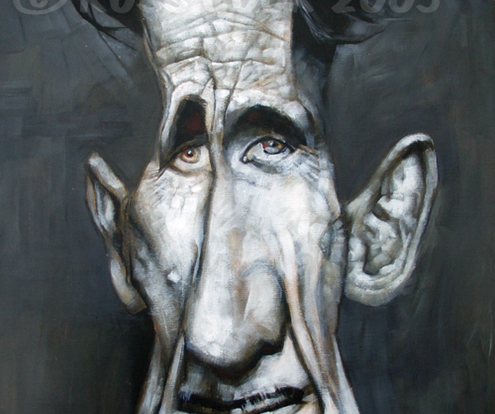 george orwell caricature russ cook painting acrylic drawing sket