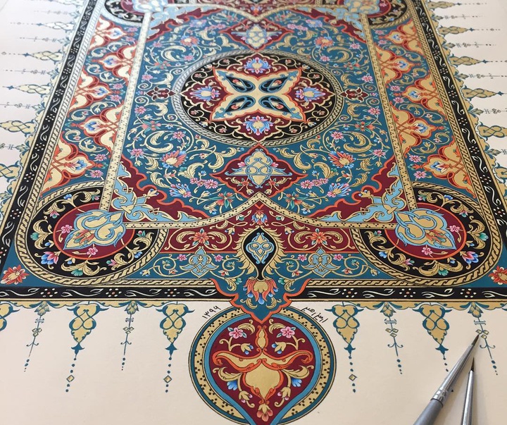 گالری آثار گل و مرغ و تذهیب آرمین رهبر از ایران