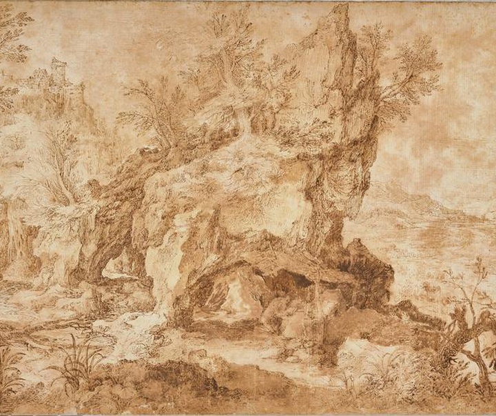 paysage rocheux avec saint jerome dans sa grotte jan brueghel