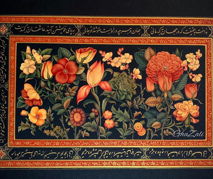 گالری آثار گل و مرغ فاطمه غزالی از ایران