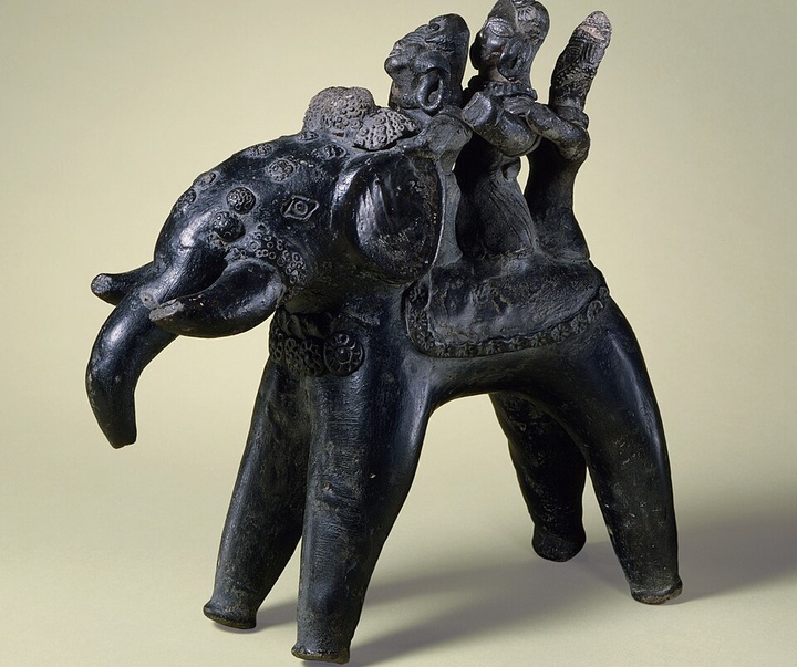elephant with riders uttar pradesh india