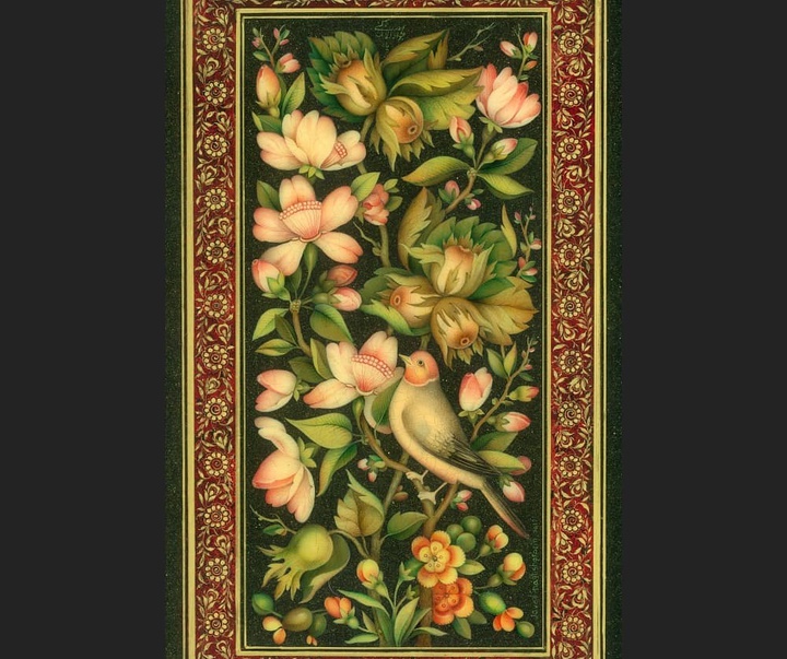گالری آثار نگارگری و گل و مرغ جواد نقش‌آفرین از ایران