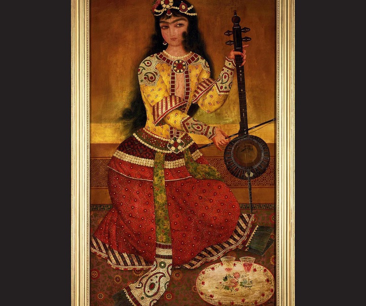 a musician playing the kemanche school of abul qasim